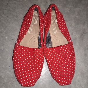 Toms Red and White Polka Dot Flats Size 6.5
